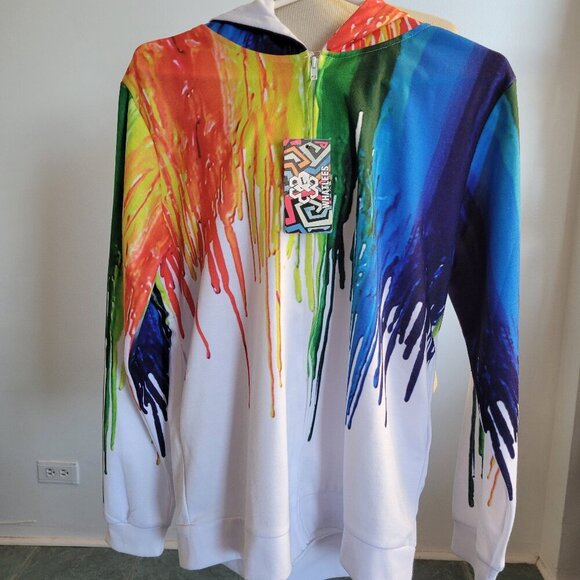 Whatlies Jackets & Blazers - NWT - Rainbow Print on White Cotton Unisex Hoodie – Size Large
